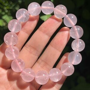 13mm stretchable pink rose quartz‎ bracelet